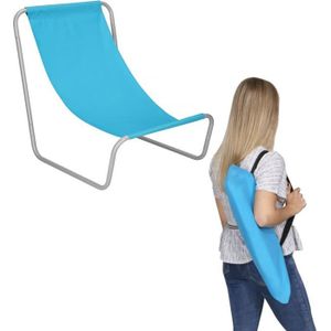 CHAISE LONGUE Chaise de plage pliante - SPRINGOS - bleu - Métal 