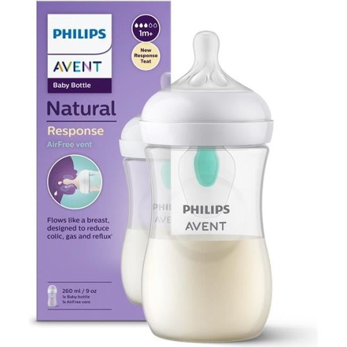 Philips Avent SCF033/27 Lot de 2 Biberon Natural 260 ml pour 1 Mois et + -  Cdiscount Puériculture & Eveil bébé