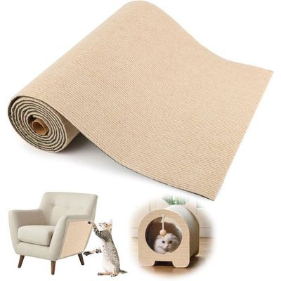 Tapis Griffoir Autocollant Pour Chat AUROAY – 40x200cm, Polyester Gris – Protection Canapé Et Meubles Contre Les Griffes
