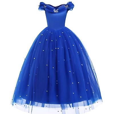 Robe De Princesse Elsa – Déguisement Reine Des Neiges – Manches Longues, Cape Organza, Accessoires Inclus – Bleu ❄️