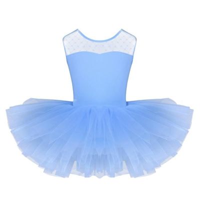 Robe De Danse Ballet Pour Fille - Mousseline Brillante Avec Strass - Taille Haute - 4 à 16 Ans