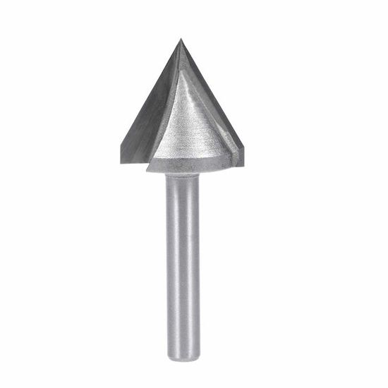 Fraise à Rainurer En V 90° - Diamètre 32mm, Tige 6mm - Acier Au Titane - Pour Bois, Contreplaqué, CNC - Sourcing Map