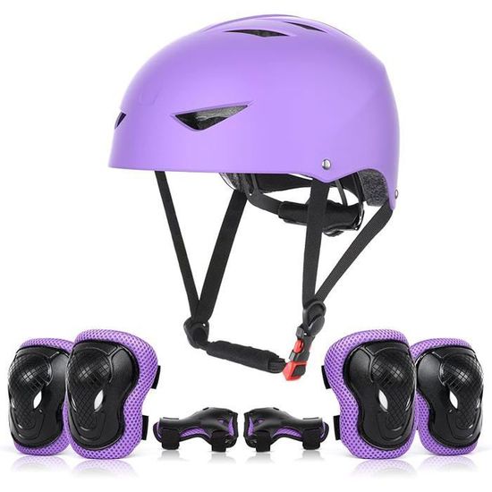 Set Protection Enfant 7 Pièces - Casque Vélo + Genouillères Coudières Protège-Poignets