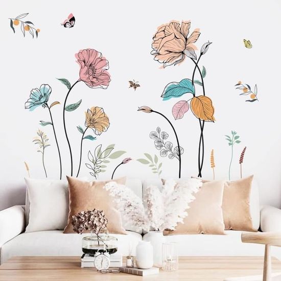 Stickers Muraux Fleurs De Cerisier Autocollants Muraux Mural Stickers Pendaison Florale Rose