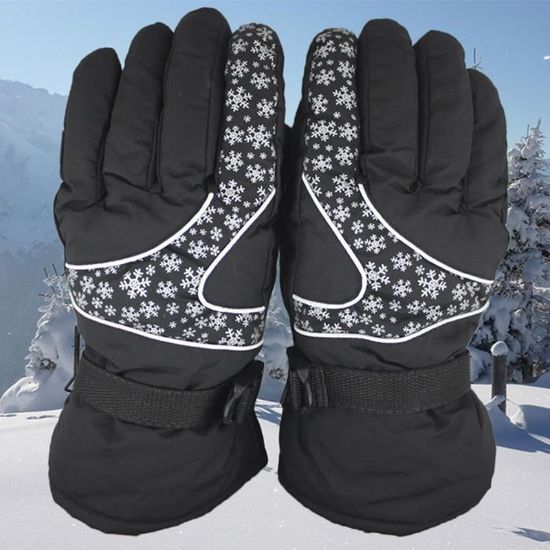 Hommes Anti Slip Chaud Moto Ski Neige Gants de Snowboard Noir