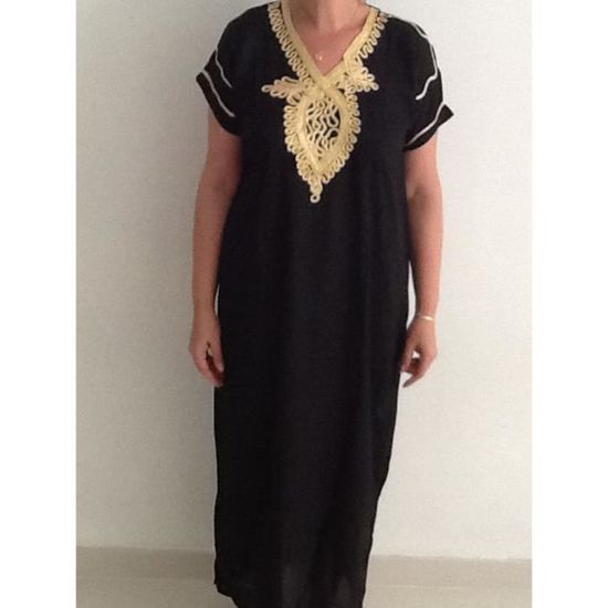 Djellaba femme sale noir et or