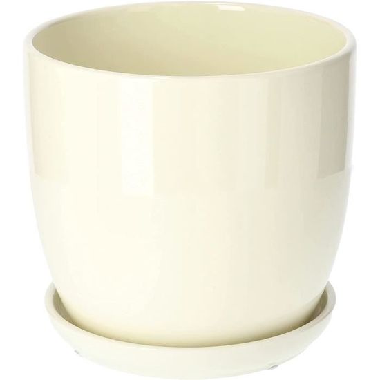KOTARBAU® Pot De Fleurs En Céramique Jaune 13 Cm Avec Bac D'Égouttement - Élégant Et Robuste Pour Vos Plantes