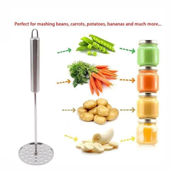BetterDay Presse-Purée Manuel Robuste En Acier Inoxydable - Manche Antidérapant Pliable Lave-Vaisselle