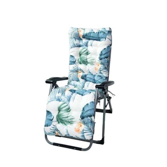 Coussin Pour Chaise Longue Style Américain - Taille 2.52x170cm - Remplissage Coton PP, Housse Coton/lin - Sangles Ajustables Antidérapantes - Pour Jardin, Terrasse, Balcon