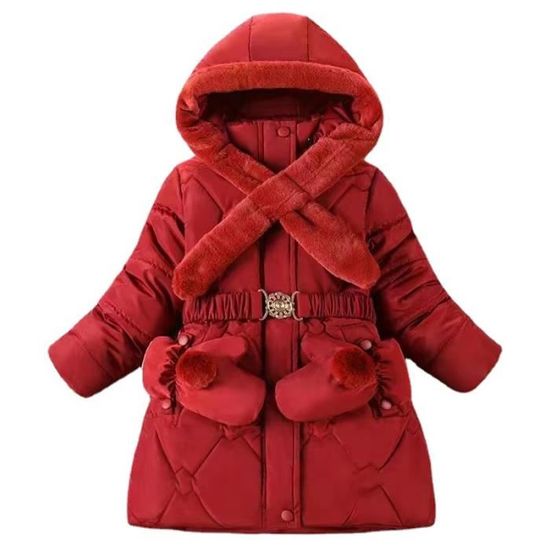 2023 Nouveau Hiver Manteau Enfant Fille Veste Parka Coton Epaisse Coupe Vent Manteau a Capuche Rouge Rouge Cdiscount Pret a Porter