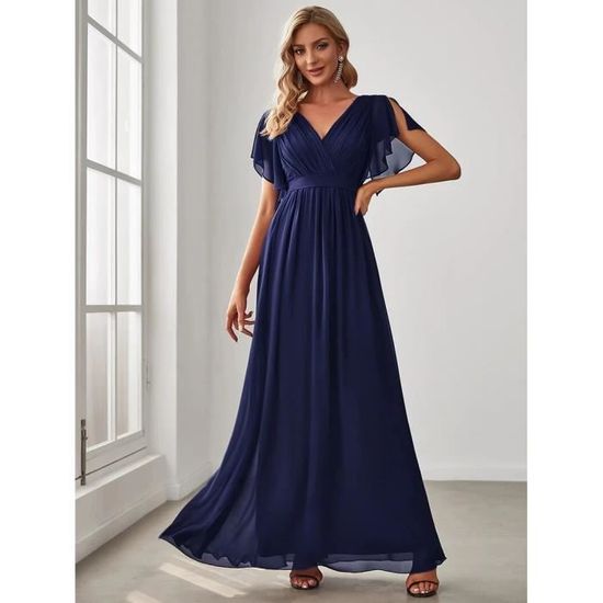 Robe En Mousseline Col V Robe Ceremonie Manche Longue Comparez