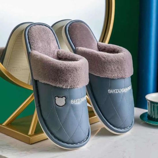 Chaussons D'intérieur Hiver Femme/homme - Fourrure Peluche, Semelle Antidérapante, Confort Mémoire De Forme