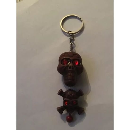 PORTE CLE TETE DE MORT SQUELETTE anniversaire accessoire cadeau fête bijoux clé (terre
