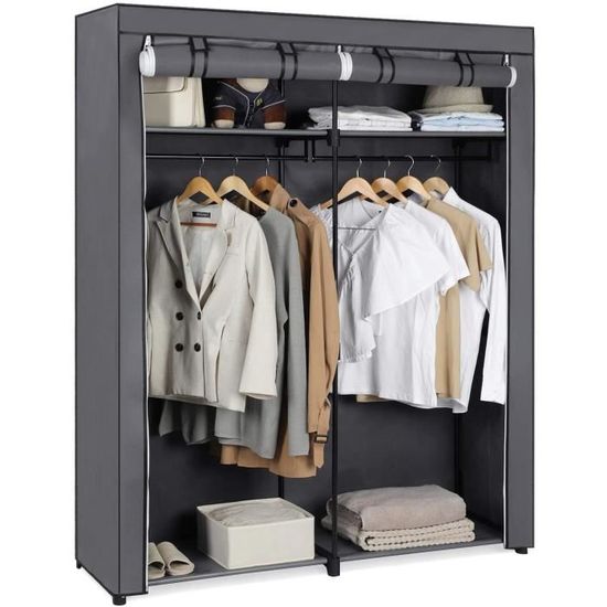 Songmics Armoire De Rangement Vestiaire Penderie Portable Avec Barre De Suspension Porte Vetements Pliable 140x43x174cm Gris Ryg02gy Achat Vente Penderie Souple Songmics Armoire De Rangeme Cdiscount