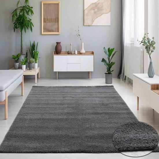 Tapis De Salon Moelleux à Poils Longs Gris 200x300 Cm – Ultra Doux, Lavable En Machine, Antidérapant, Idéal Pour Chambre, Salon Et Chambre D'Enfant