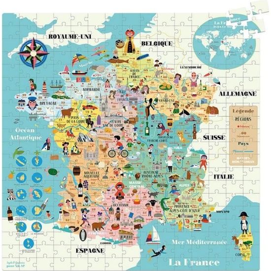 Puzzle 300 pièces : Carte de France Coloris Unique