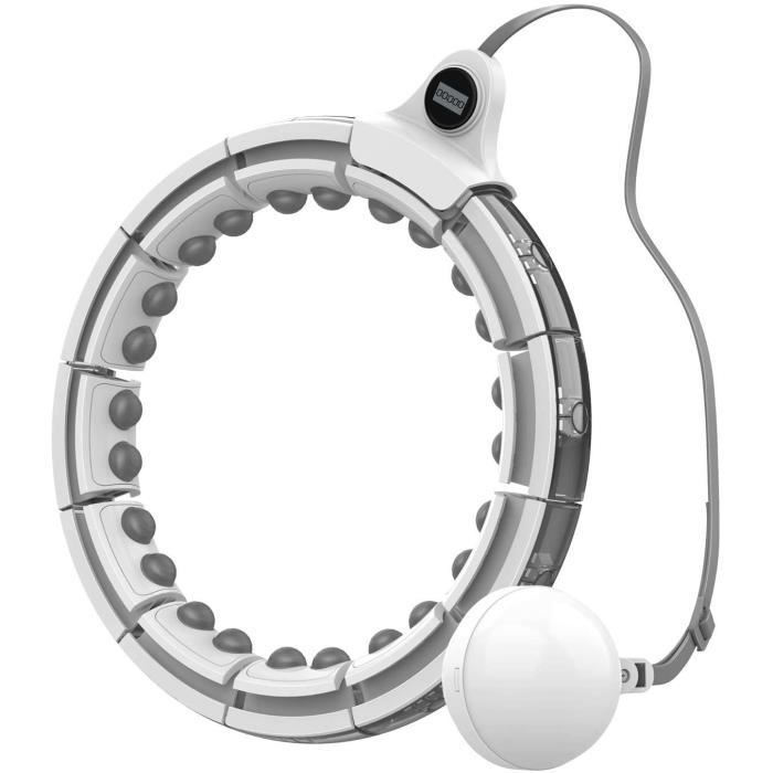 Cerceau rond,Rotation Amovible Massage Fitness Lumbar Weighted Hula Hoop avec comptage Automatique,Taille Mince,Gris