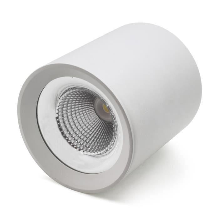 Plafonnier spot design - rond - blanc - LED intégré 12W - élégant, robuste, qualité pro