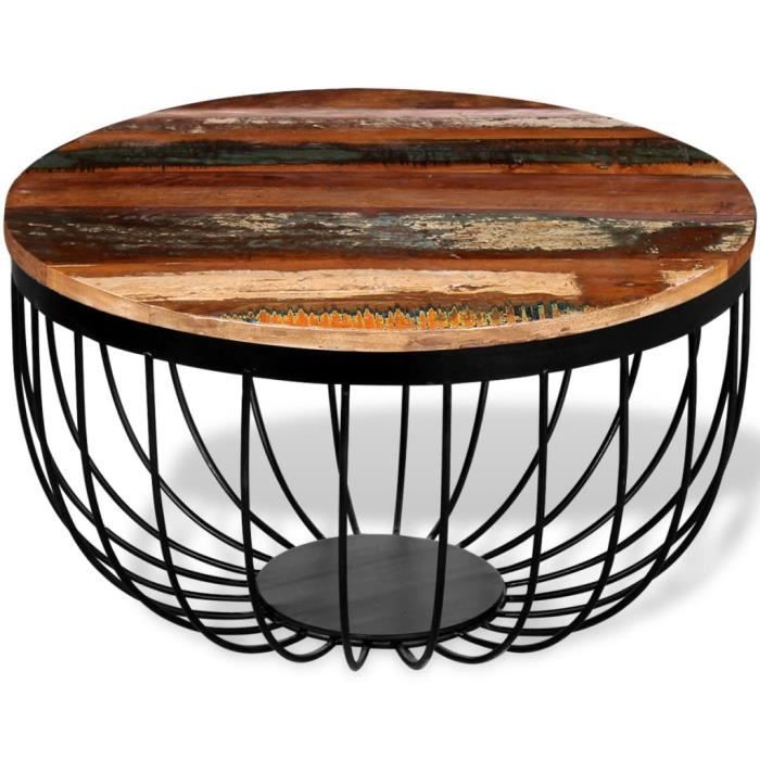 Table basse Vintage Bois de récupération massif-MEE
