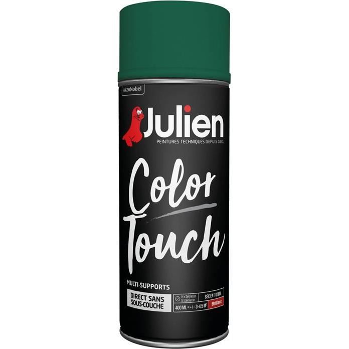 Peinture aérosol Julien Color Touch brillant - vert basque brillant - 400ml