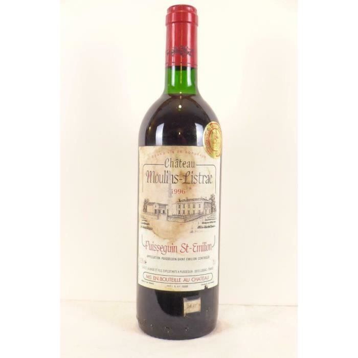 puisseguin saint-émilion château moulins-listrac (étiquette abîmée) rouge 1996 - bordeaux