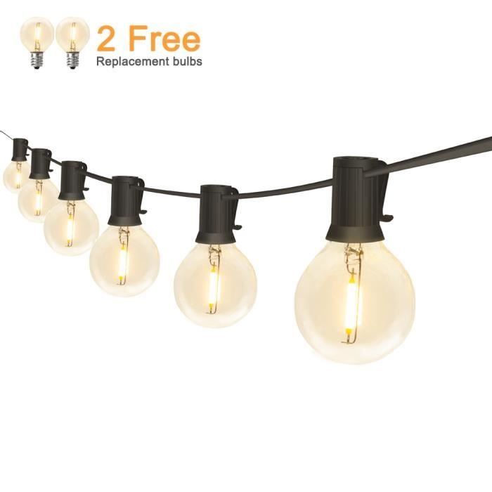 Guirlandes lumineuses extérieures LED étanche IP65 18Ft-25Ft G40 Globe ampoules à - Modèle: 18FT 12LED 220V EU Plug - MILEDCA19953
