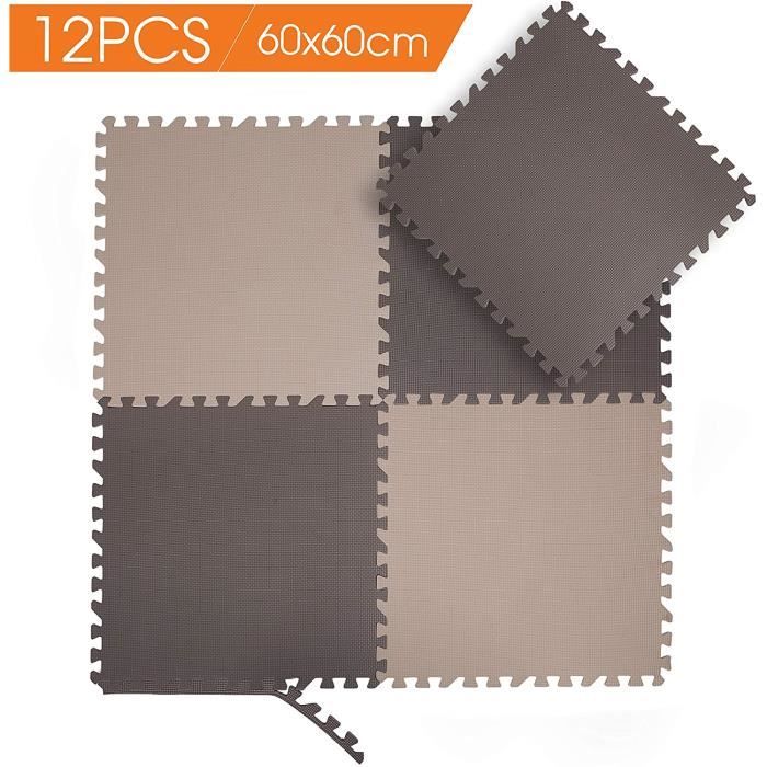Puzzles de sol Tapis de Protection de Sol – 60cm*60cm, 12 Dalles en Mousse sans BPA + Bordures - Matelas Puzzle pour mat 319464