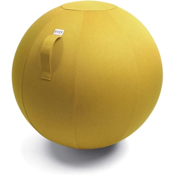 Ballon-siège LEIV, siège Ergonomique pour Le Bureau et la Maison, Couleur: Mustard (Jaune Moutarde), Ø 60cm - 65cm, Tissu d’ameuble