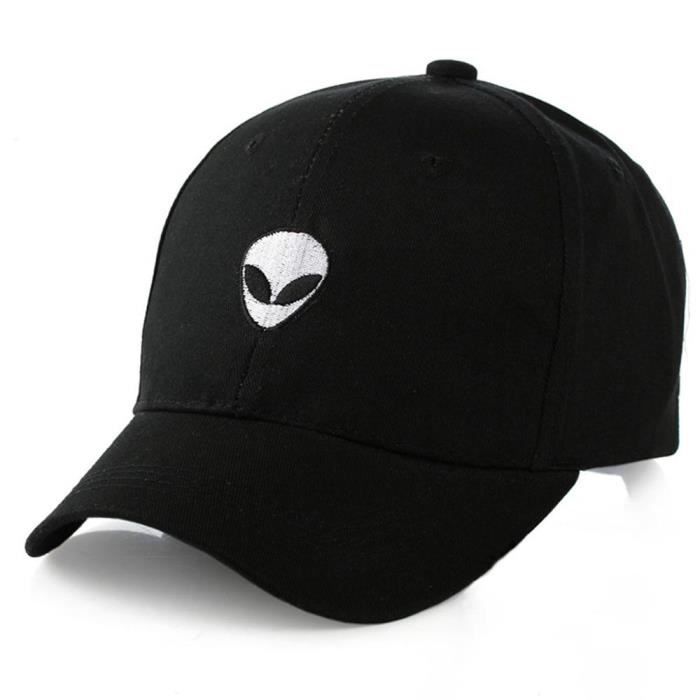 Black -Nouvelle casquette de Baseball en coton, chapeau d'extérieur ajustable avec broderie d'alien, chapeau d'amoureux