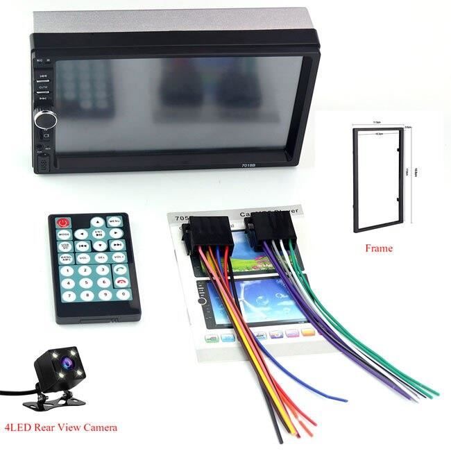 2 Din 7 pouces HD Autoradio stéréo écran tactile enregistreur Audio Bluetooth caméra de recul Mp5 lecteur - Type frame and camera