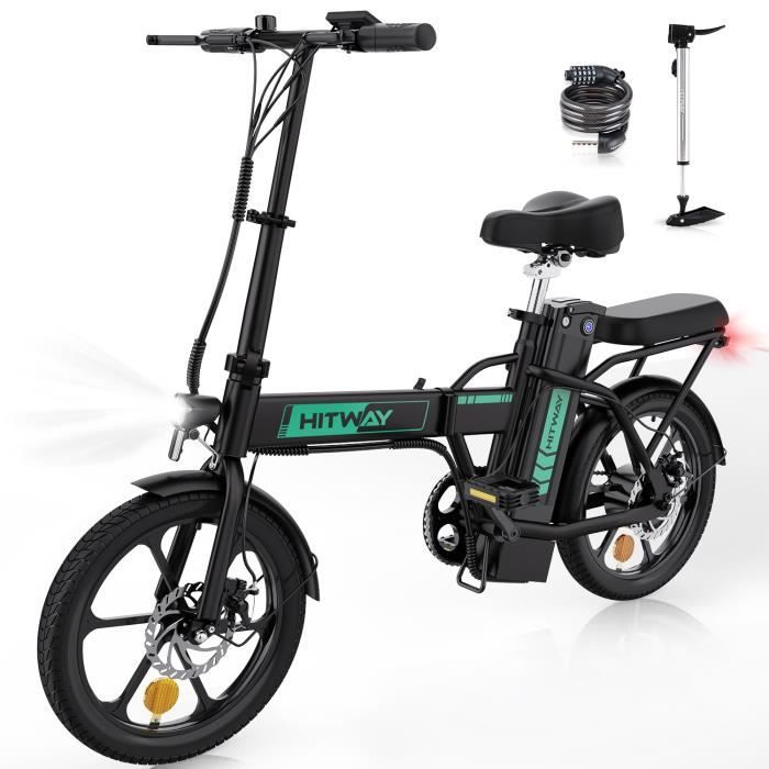 HITWAY vélo électrique Pliable 16" E-Bike,Vélos à Assistance,Batterie 36V/8,4Ah,Pédalage Assisté,pompe à vélo gratuite
