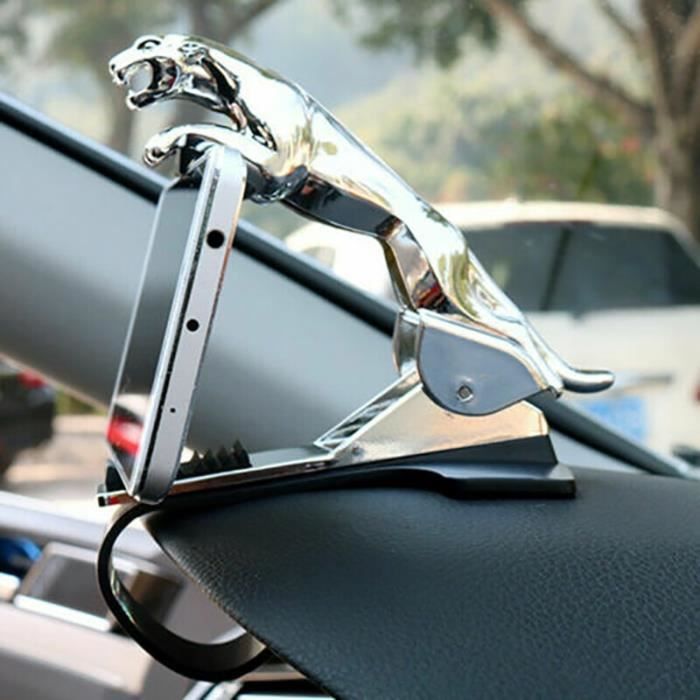 Accessoires Voiture,Support de téléphone portable support pour téléphone Design Jaguar,GPS,360 degrés,Clip facile - Type Silver