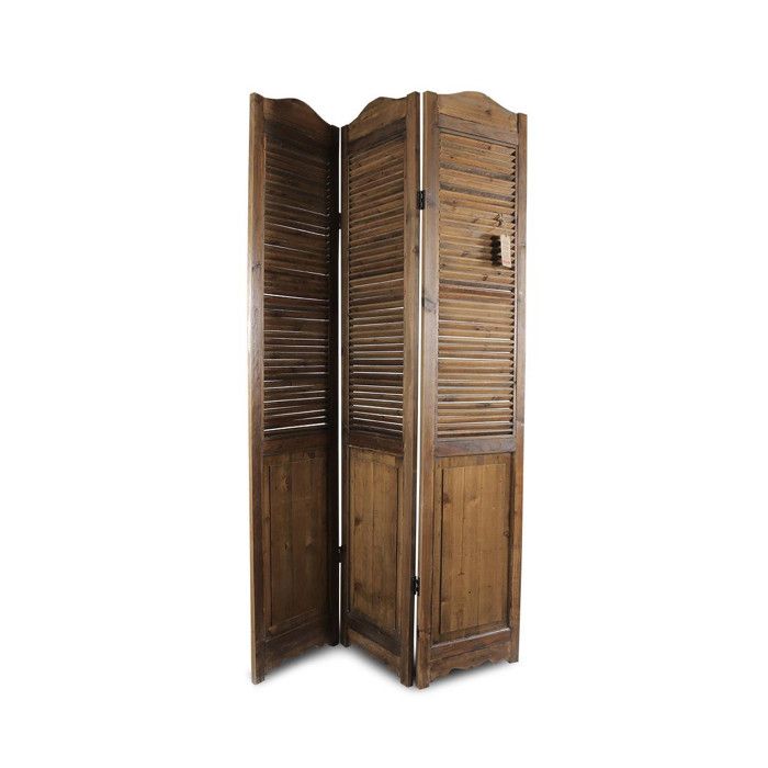Paravent Bois 3 Panneaux 40.5x2.5x188.5cm - Marron - Décoration D'autrefois