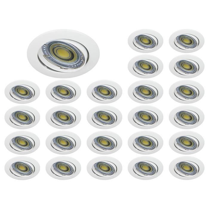LOT DE 25 SPOT LED ORIENTABLE BLANC 230V 38° BLANC NEUTRE
