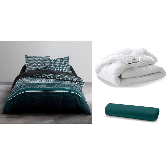 TODAY Pack complet VISION 220x240cm - Couette + Parure de couette + Drap Housse Coton