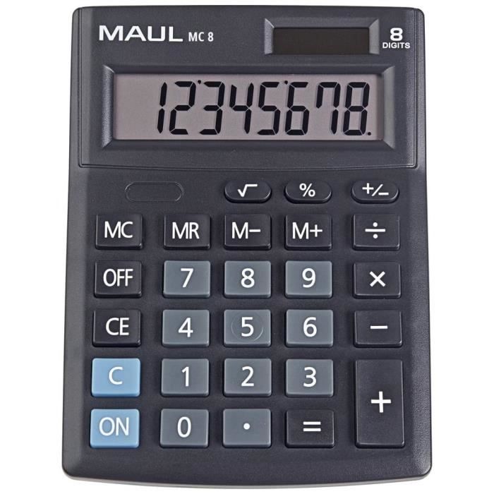 Maul MC 8 Calculatrice de bureau noir Ecran: 8 à pile(s), solaire
