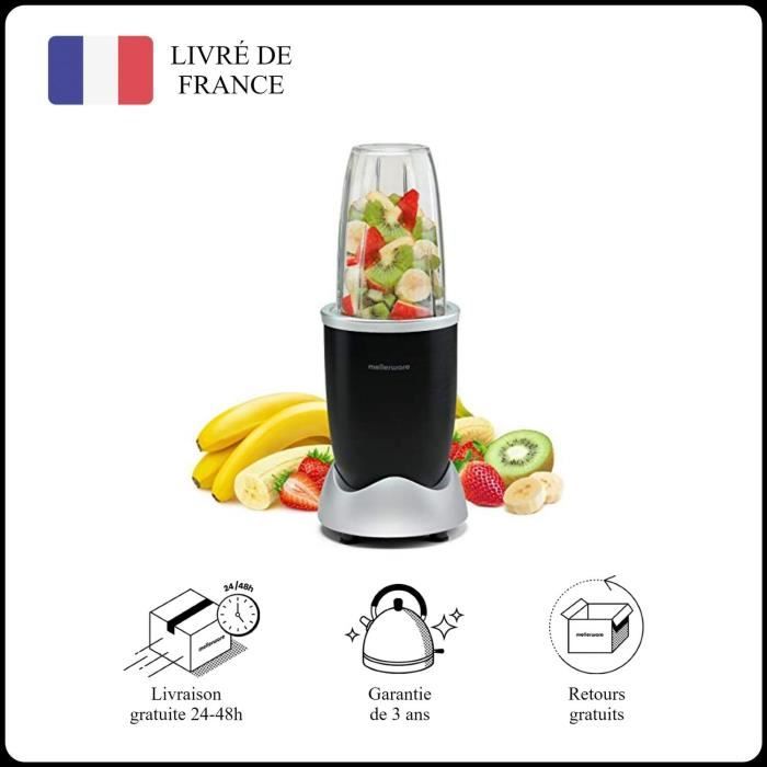 Mellerware - Smoothie Blender Mixeur Electrique Smooth! 1000W | Extracteur professionnel de Nutriments | Multifonction | Noit