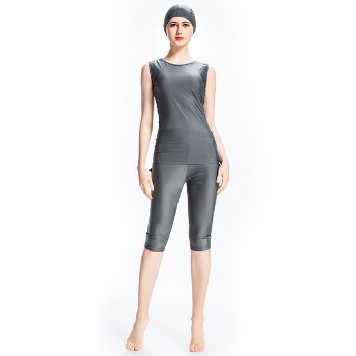 Les femmes musulmanes Maillot de Bain avec capuchon de couleur solide maillot de bain Beachwear Maillots de bain