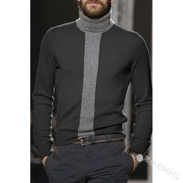 Pull homme,WEPBEL col roulé pulls chandail hommes chandails coupe étroite chemise de fond à manches longues pulls couleur unie mod