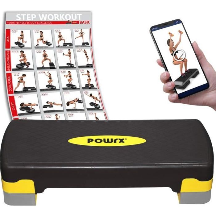 Tapboard incl. entraînement I Home Stepper Stepbench Aérobic Couleur: Jaune