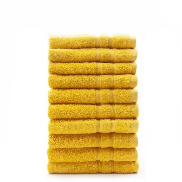 TODAY Lot de 10 Serviettes de toilette Safran - 100% Coton - 50 x 100 cm