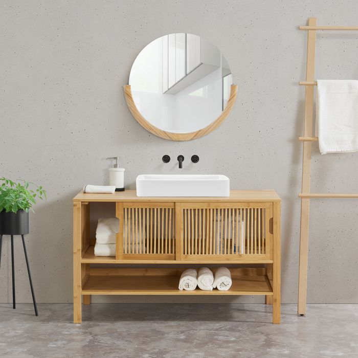 Meuble sous lavabo Hvaler bambou 60 x 100 x 45 cm naturel
