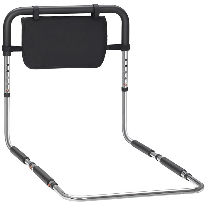 Barre dappui lit barrière sécurisée protection poignée - HOMCOM - réglable 5 hauteurs - pochette rangement - 87Lx515lx45-55H cm