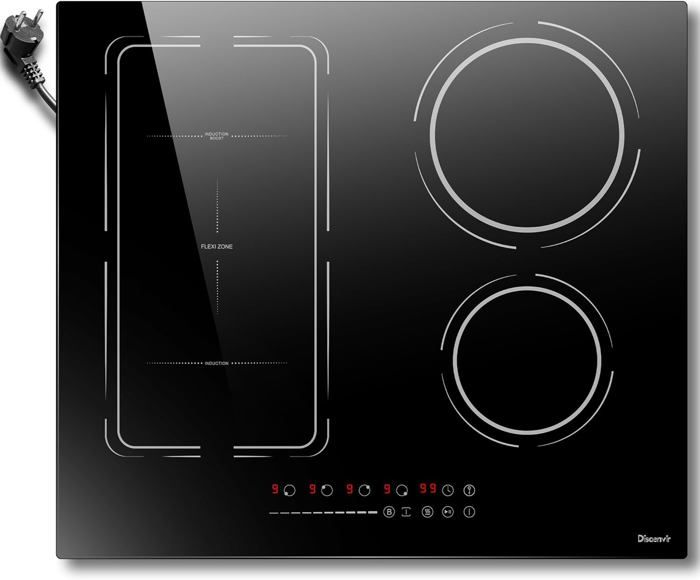 Plaque Induction Encastrable 4 Feux 60cm - 3500W - 9 Niveaux - Minuterie - Boost - Verrou Enfant - Prise Incluse