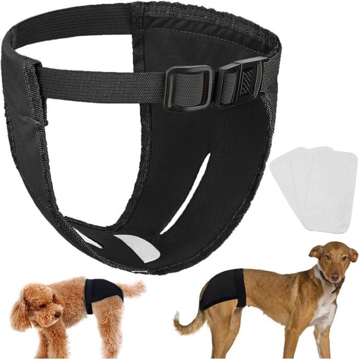 Comparer les prix de Culotte pour Chien en Chaleur Couche Menstruelle Chien Lavables Lot de 3 avec 9 Serviettes Hyginiques Noir xxl PZCC