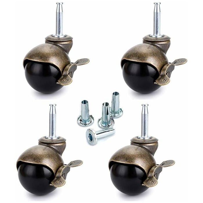 14 Roulettes à Billes 360° BREANIFULL - Pour Meubles, Chariots, Armoires - Acier Carbone - Vis Incluses