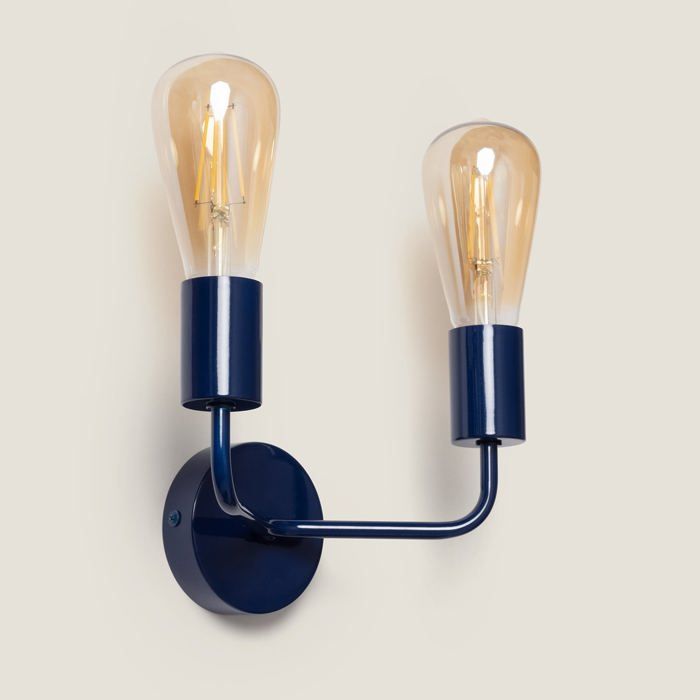 Lampe Murale Métal 2 Spots Jayso Bleu