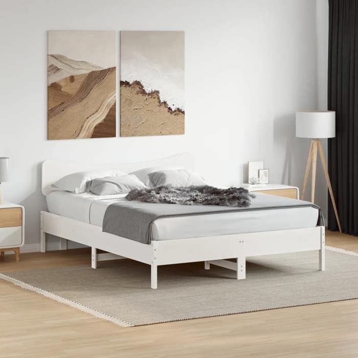 Tête de lit-Tête de Cadre de Lit blanc 160 cm bois massif de pin(904788)ZLH