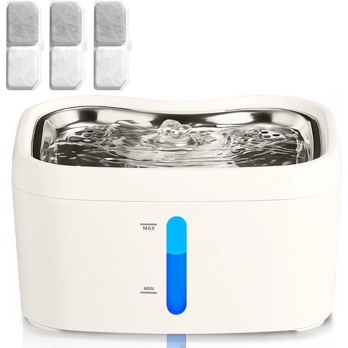 Meilleurs prix pour Fontaine A Eau Chat 2.5L Distributeur Eau Chat Pour Ultra Silencieuse Avec Lumière Led 3 Filtre À Charbon + 1 Éponges Fil[FON37]