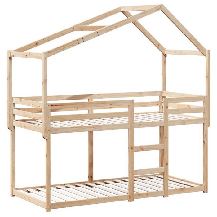 MGH Lit superposé double - 2 PLACE - Lit Mezzanine/Lit enfant - sans matelas - 90x190 cm - bois de pin massif LL307